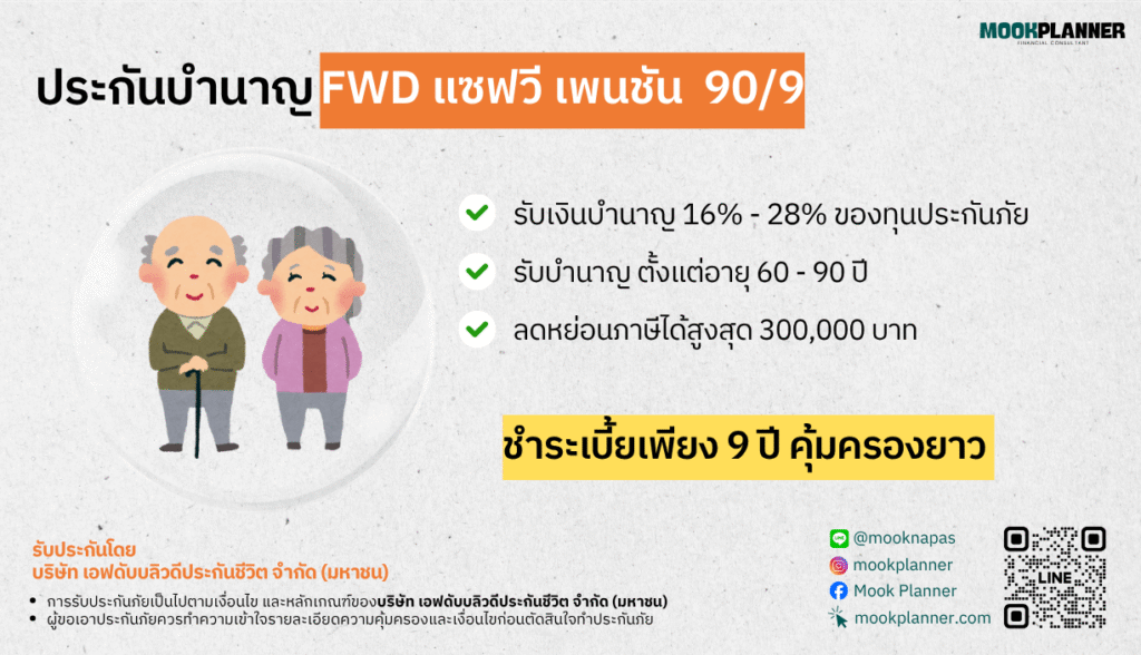 ประกันบำนาญ FWD (เอฟดับบลิวดี) แซฟวี เพนชัน 90/9